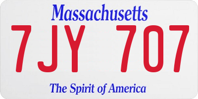 MA license plate 7JY707