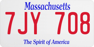 MA license plate 7JY708