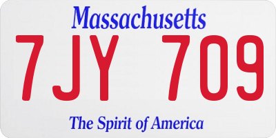 MA license plate 7JY709