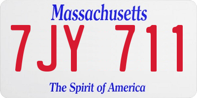 MA license plate 7JY711