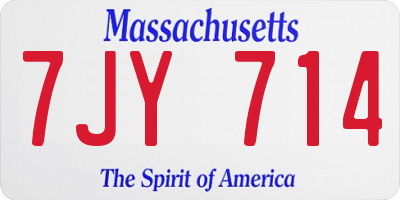 MA license plate 7JY714
