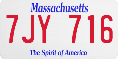 MA license plate 7JY716