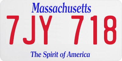 MA license plate 7JY718