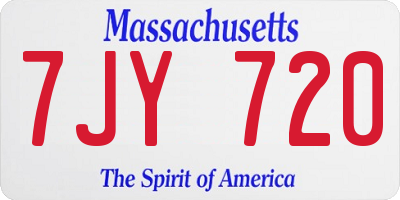 MA license plate 7JY720