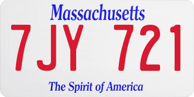 MA license plate 7JY721