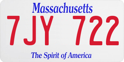 MA license plate 7JY722