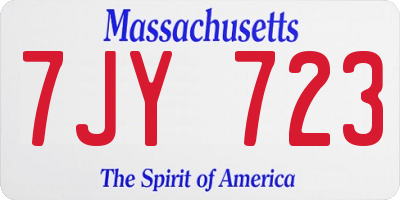 MA license plate 7JY723