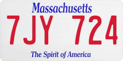 MA license plate 7JY724