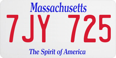 MA license plate 7JY725