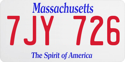 MA license plate 7JY726