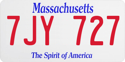 MA license plate 7JY727