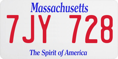 MA license plate 7JY728