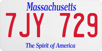 MA license plate 7JY729