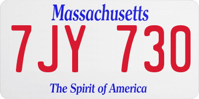 MA license plate 7JY730