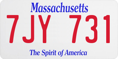 MA license plate 7JY731