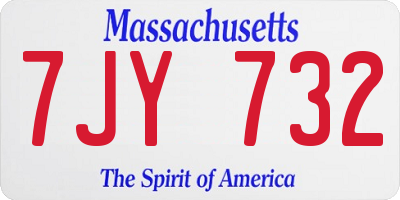 MA license plate 7JY732