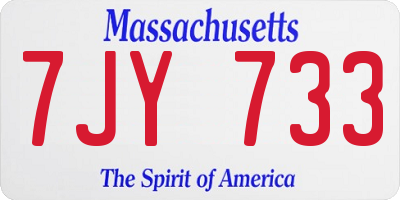 MA license plate 7JY733