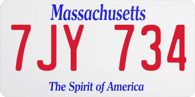 MA license plate 7JY734