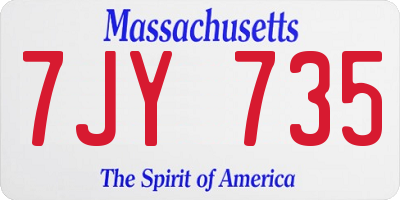 MA license plate 7JY735