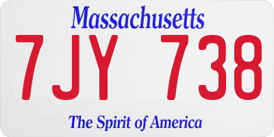 MA license plate 7JY738