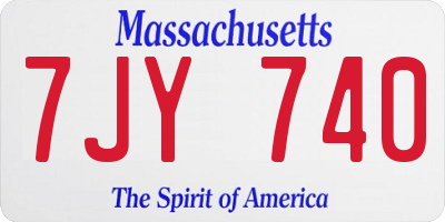 MA license plate 7JY740