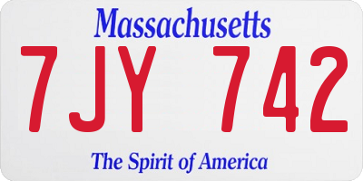 MA license plate 7JY742