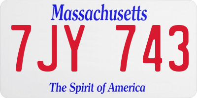 MA license plate 7JY743