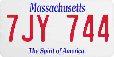 MA license plate 7JY744