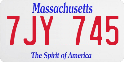 MA license plate 7JY745