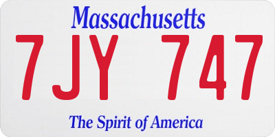 MA license plate 7JY747