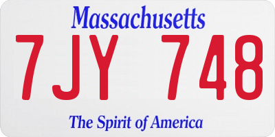 MA license plate 7JY748