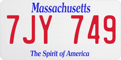 MA license plate 7JY749