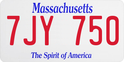 MA license plate 7JY750