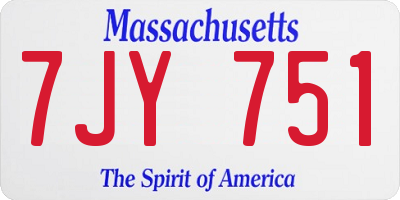 MA license plate 7JY751