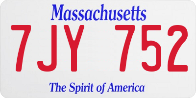 MA license plate 7JY752