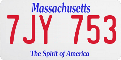 MA license plate 7JY753