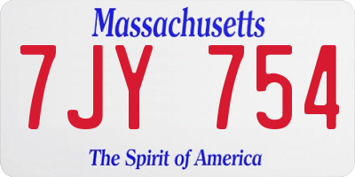 MA license plate 7JY754