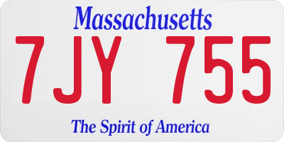 MA license plate 7JY755