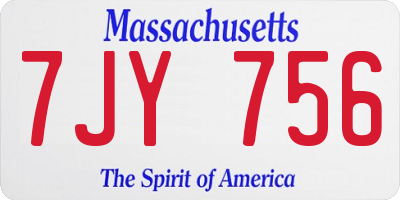 MA license plate 7JY756