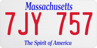 MA license plate 7JY757