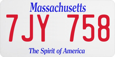 MA license plate 7JY758