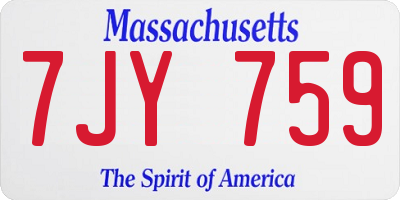 MA license plate 7JY759