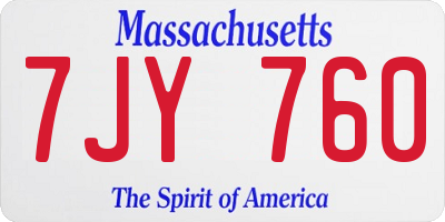 MA license plate 7JY760