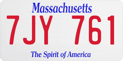 MA license plate 7JY761