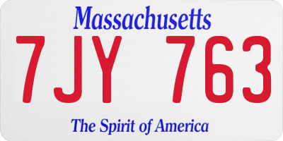 MA license plate 7JY763