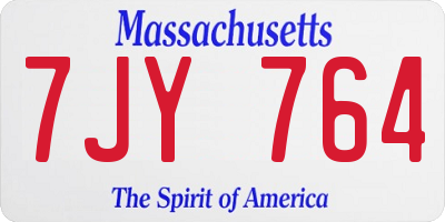 MA license plate 7JY764