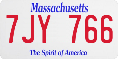 MA license plate 7JY766
