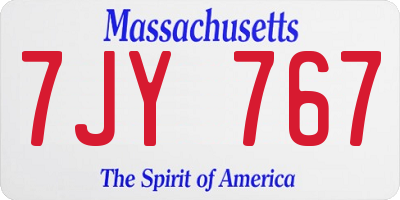 MA license plate 7JY767