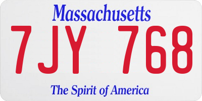 MA license plate 7JY768