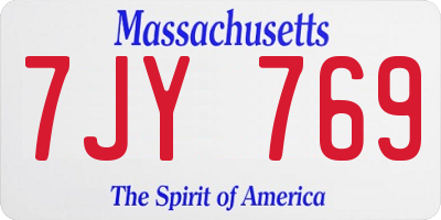MA license plate 7JY769